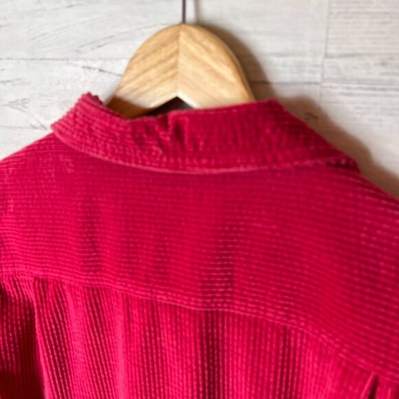 L.L. Bean Shacket Womens Size Medium Hot Pink Corduroy Button Down Cotton Fall - Picture 13 of 16